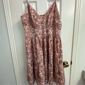 SHEIN Curve Women's Pink Floral Midi Dress - Plus Size 2XL - NWOT